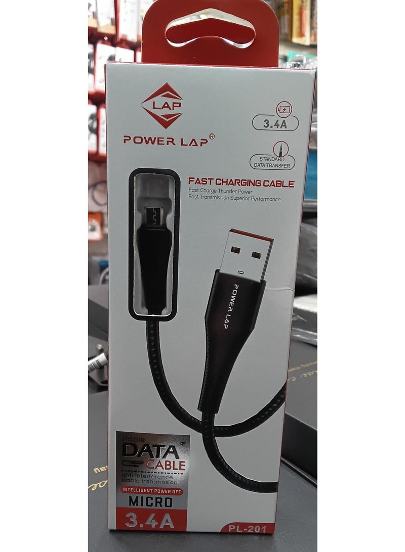 POWER LAP FAST CHARGING CABLE 1M  USB TO MICRO PL-201 - Image 1